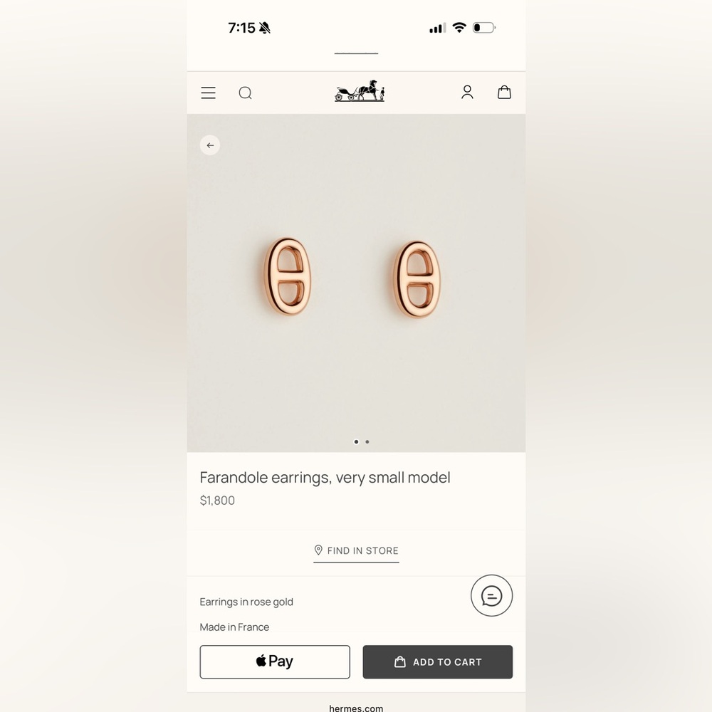 Hermes Farandole earrings, very small model. Rose Gold. New.